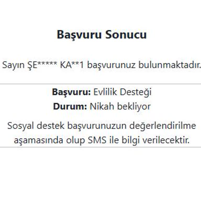 Evlilik Desteği Başvurumun Sonucu Hakkında Bilgi Alamıyorum