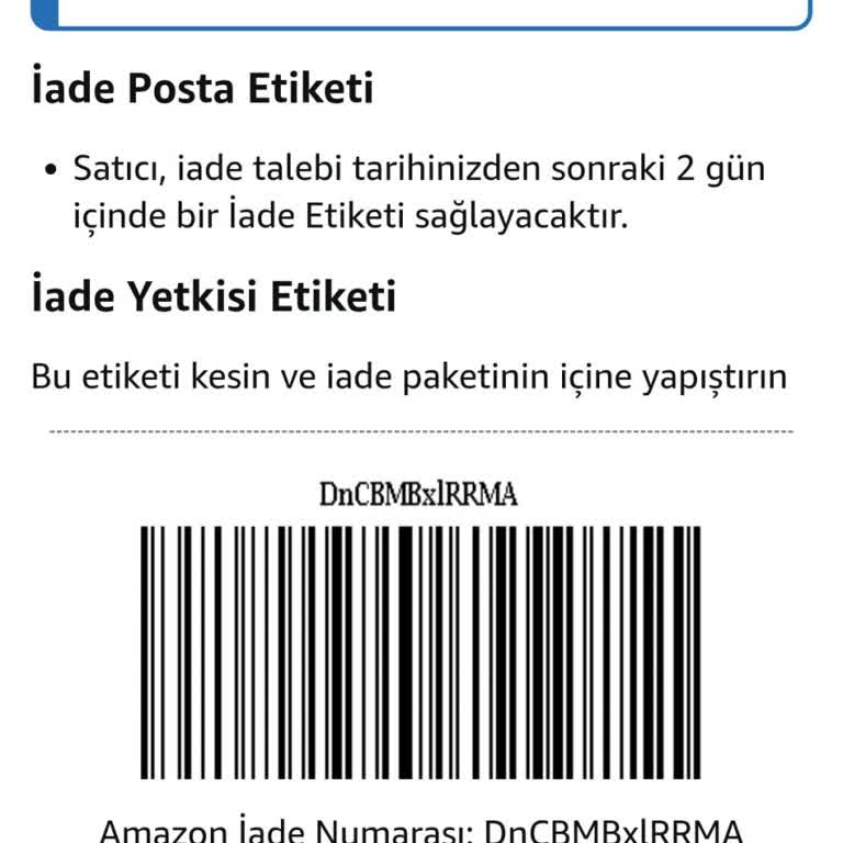 Amazon İade Kodu Verilmediği İçin Kargo İadesi Yapılamıyor