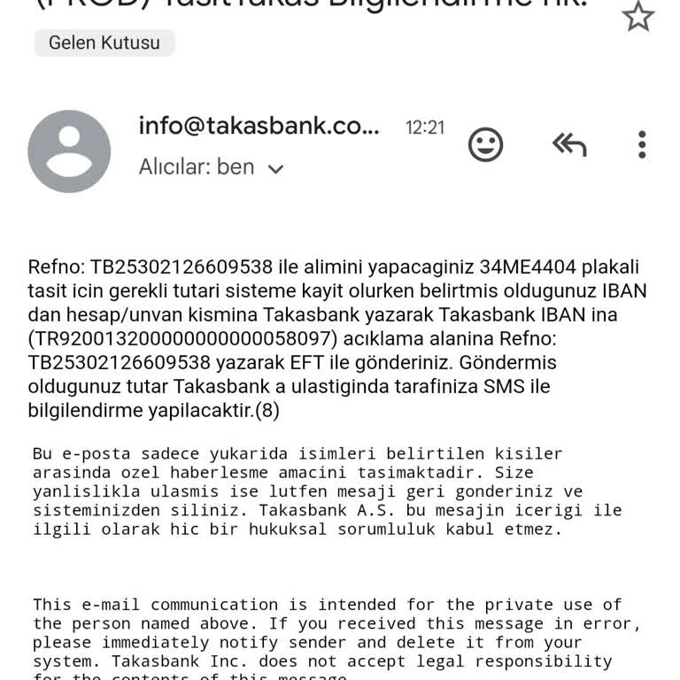 Takasbank'tan Bilgim Dışında Gelen Yanıltıcı E-postalar