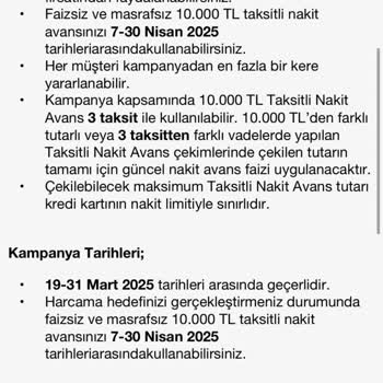 Kampanya Hakkı Kazanmama Rağmen Faizsiz Avans Kullanamıyorum