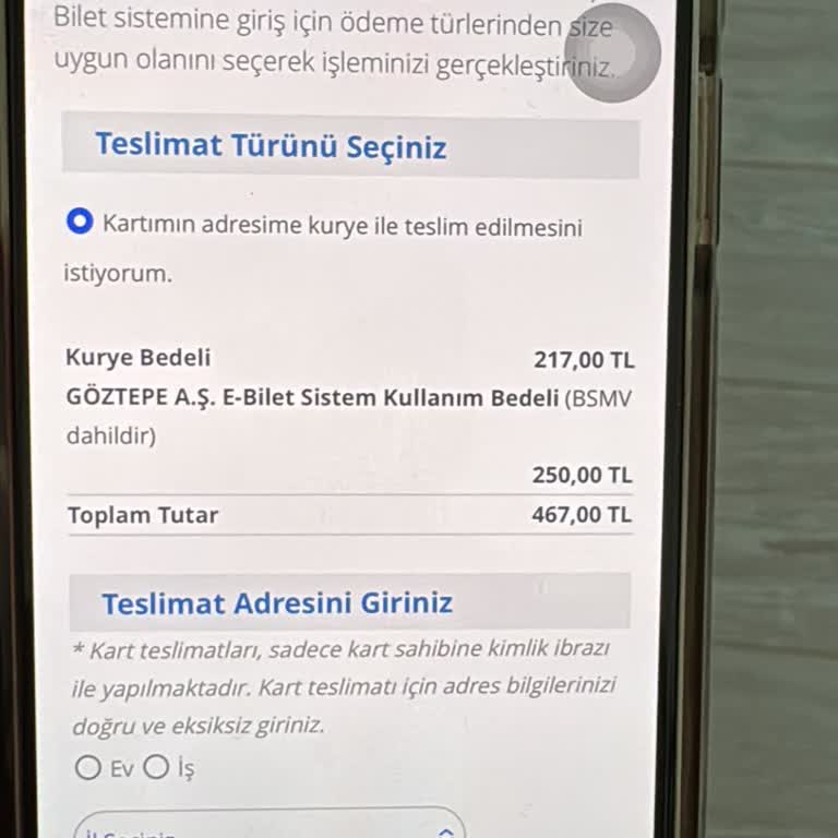 Fiziki Kart İstemeden Kurye Ücreti Alınması Ve Müşteri Hizmetlerinden Dönüş Olmaması