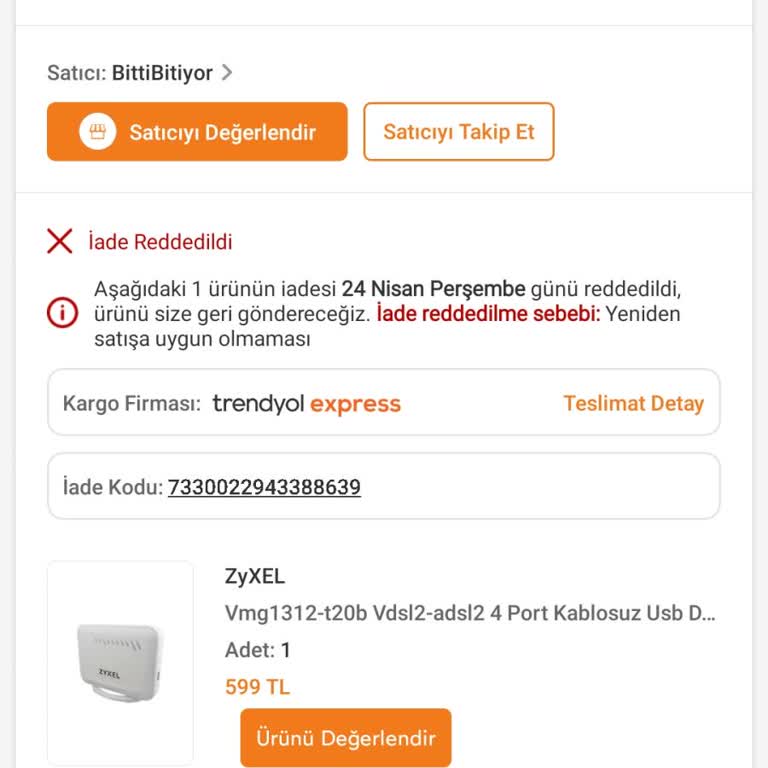 Kullanılmamış Modemin İadesi Kabul Edilmedi, Mağdur Edildim