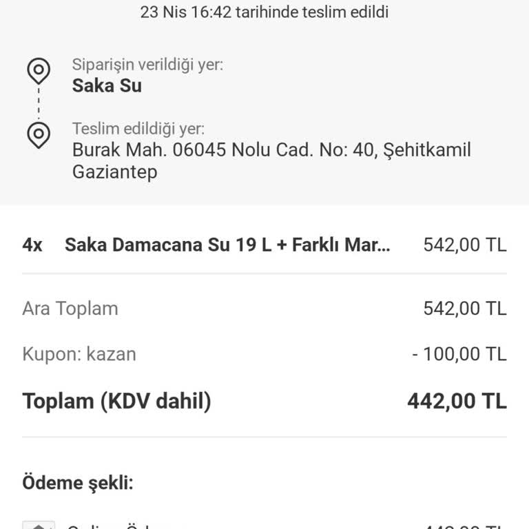 Saka Su Siparişim Teslim Edilmedi, İadem Yapılmıyor