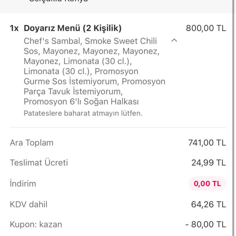 Eksik Gelen Sipariş Nedeniyle Yaşanan Mağduriyet