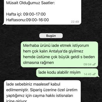 Yanlış Beden Ve Kalitesiz Elbise İadesinde Mağduriyet