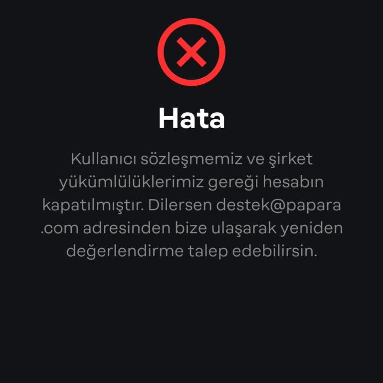 Papara Hesabım Kalıcı Olarak Kapatıldı, Bakiyemin Acil İadesini Talep Ediyorum