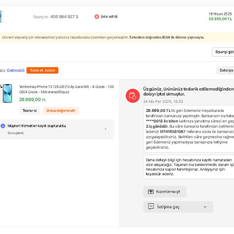 Stokta Olmayan Ürün Satışı Ve Siparişin Bilgim Dışında İptali