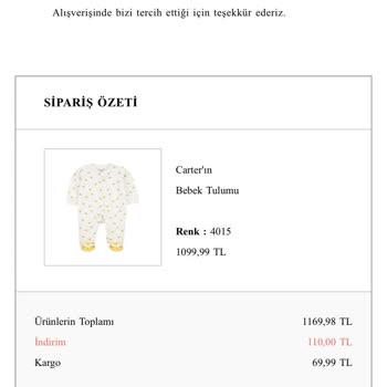 Carter's Yanlış Ürün Gönderimi Ve Sipariş Bilgilerinin Değiştirilmesi!