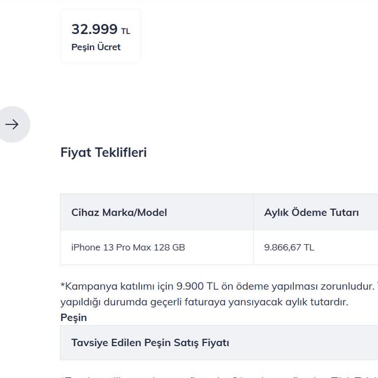 Türk Telekom İnternet Sitesindeki Cihaz Fiyatlarının Güncel Olmaması Ve Yanıltıcı Bilgi