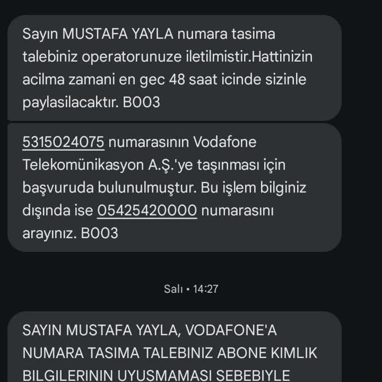 Numara Taşıma Başvurum Kimlik Uyuşmazlığı Nedeniyle Reddedildi, Çözüm Bulamıyorum