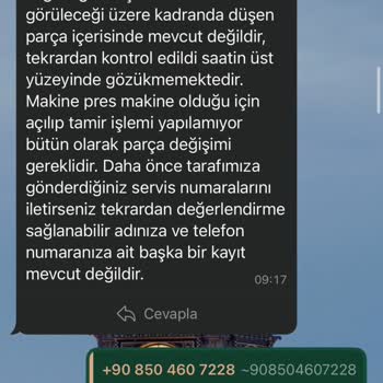 Garanti Kapsamında Olması Gereken Saat Tamiri Reddedildi, Parça Eksik Geldi