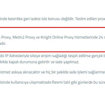 Aldığım Metin2 Proxy Sürekli Kopuyor İade Talebim Reddedildi