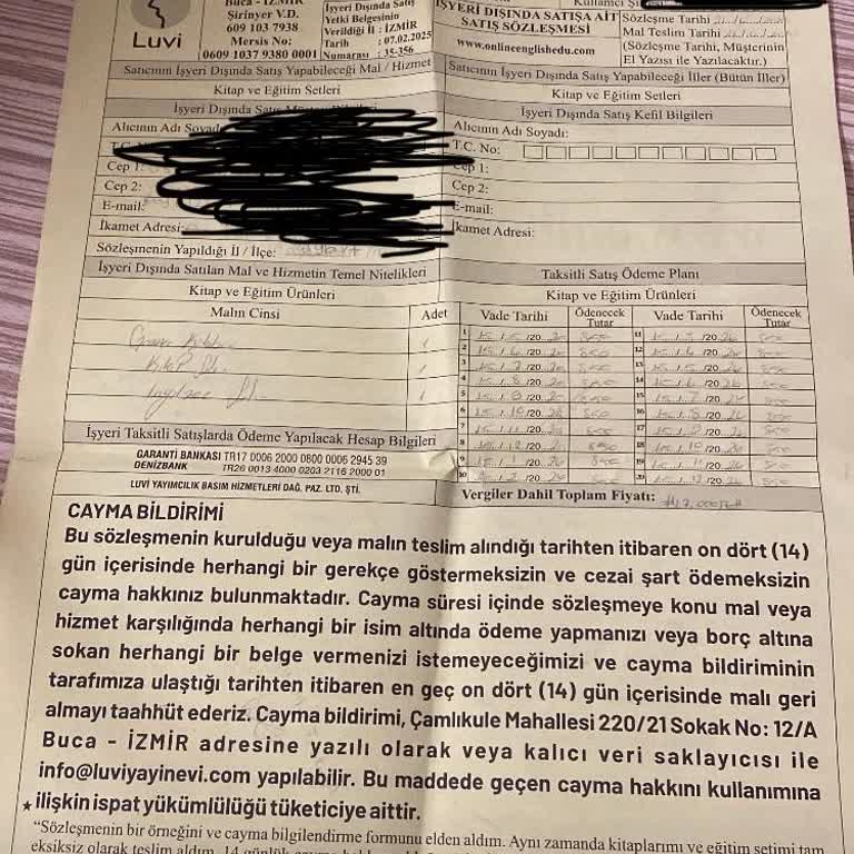 Cayma Hakkı Engellenen İngilizce Set Satışı Ve İletişim Sorunu