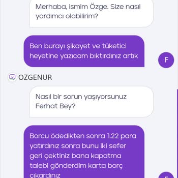 Hesap Kartı İptalinde 1.22 TL Borç Mağduriyeti