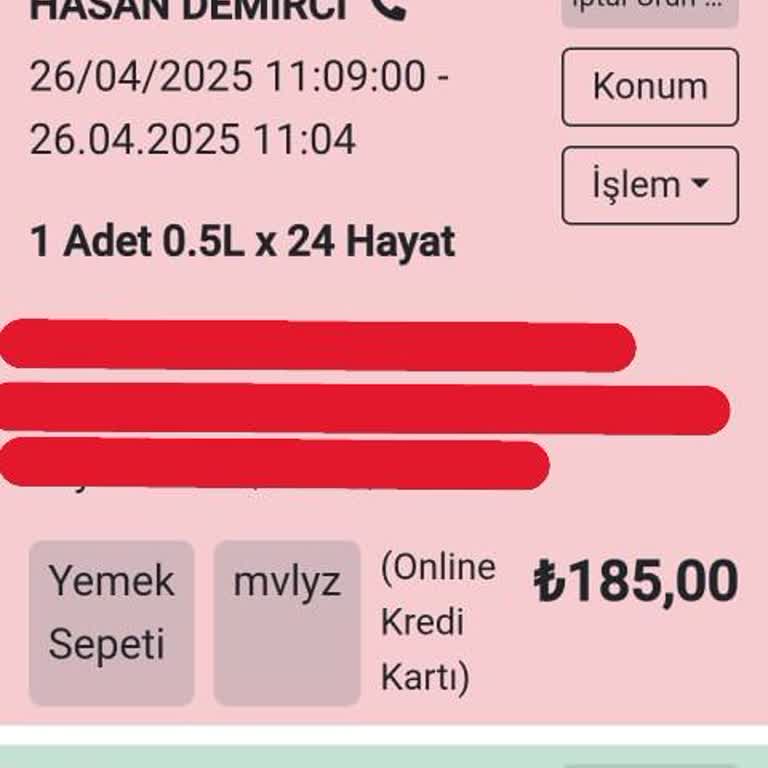 Yemek Sepeti'nden Hayat Su Siparişim İptal Edildi, Müşteri Hizmetlerine Ulaşamıyorum