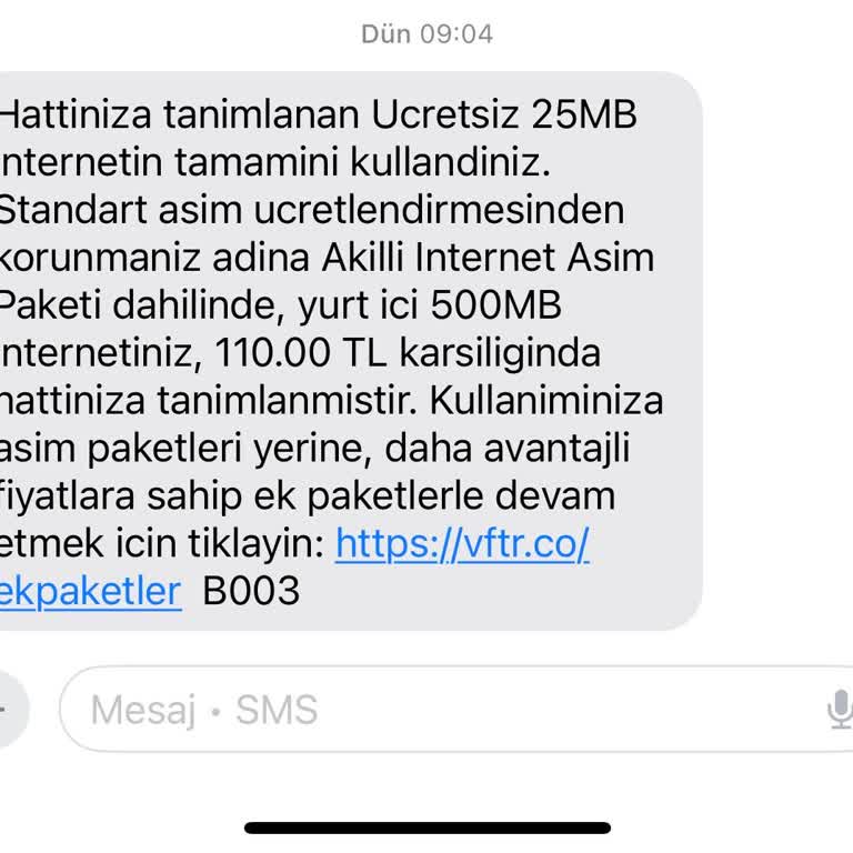 Vodafone Onayım Olmadan Aşım Paketi Tanımlanıyor Ve İptal Edilmiyor