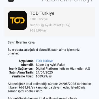 Satın Alınan Tod Aboneliği Uygulamada Görünmüyor