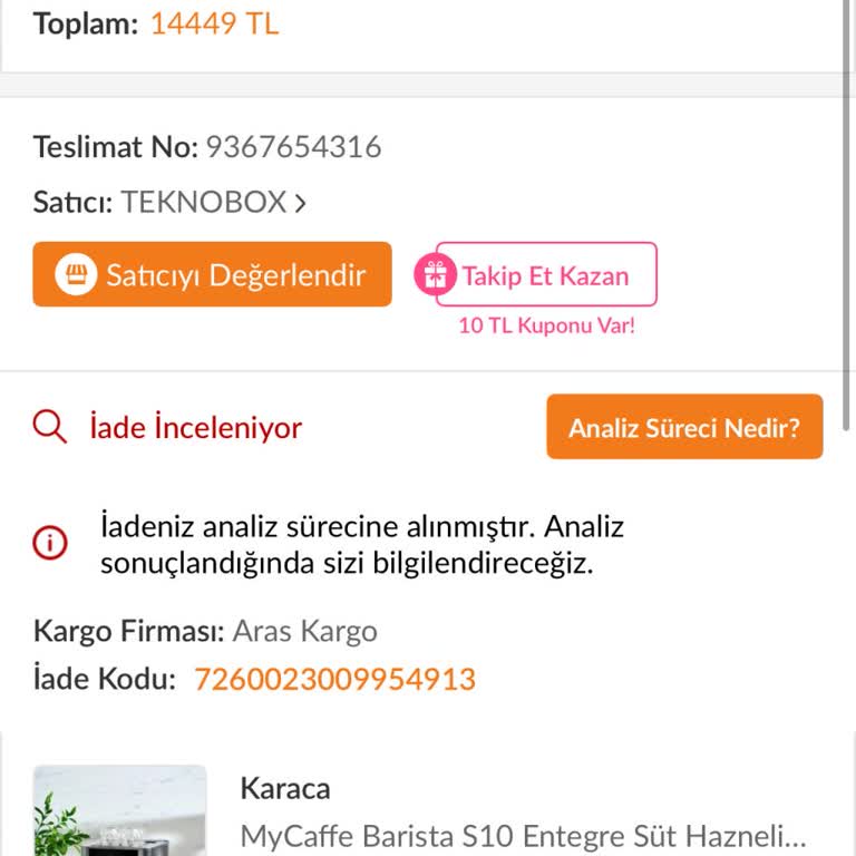 Kahve Makinesi İadesi Yapılmıyor Mağduriyet Yaşıyorum