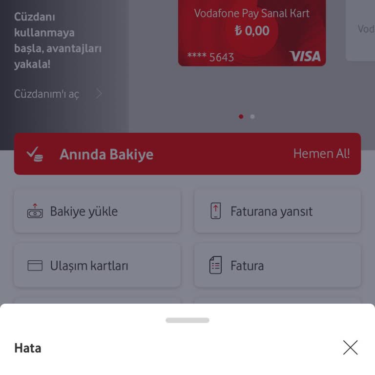 Vodafone Pay Cüzdanımda Hata: Hediye Kodumu Kullanamıyorum