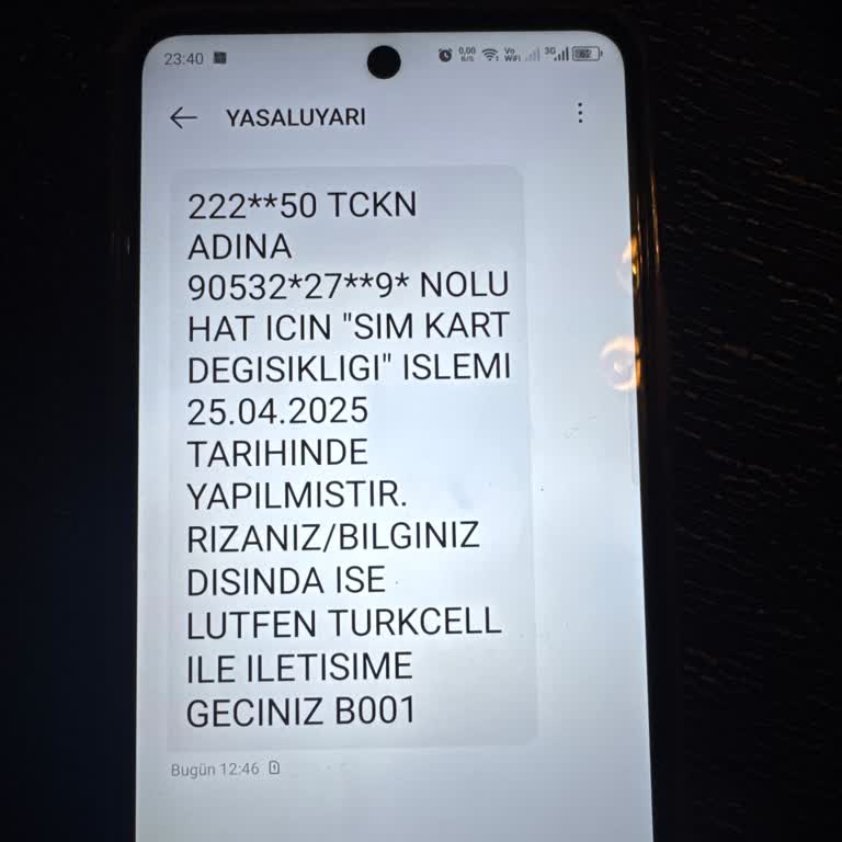 Bilgim Dışında Sim Kart Değişikliği Mesajı Ve Turkcell'den Net Bilgi Alamama