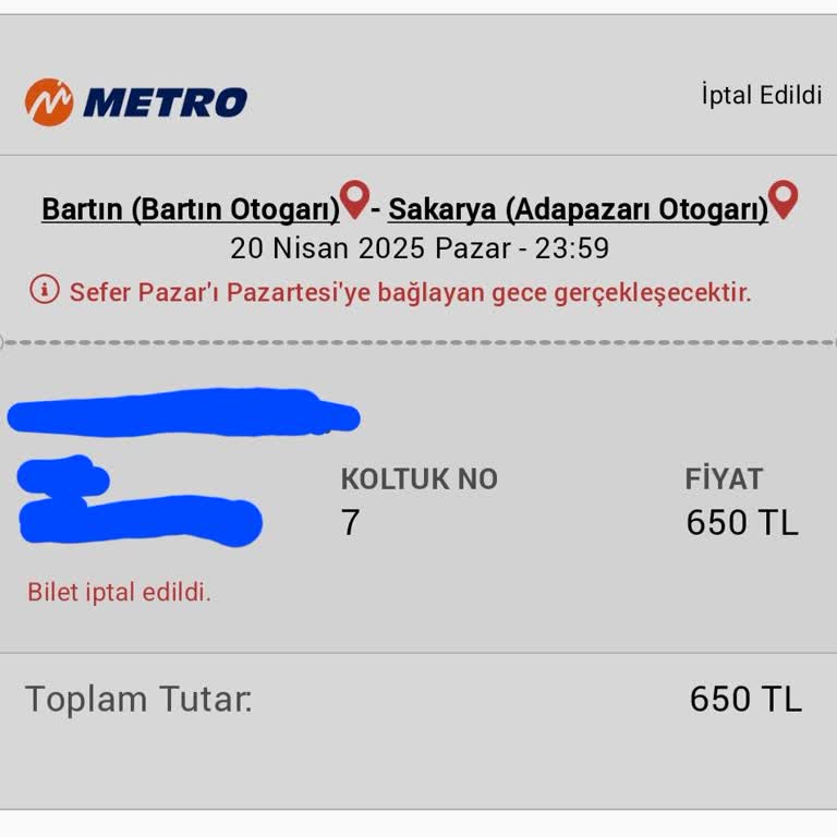 Bilet İptali Sonrası Para İadesi Yapılmıyor