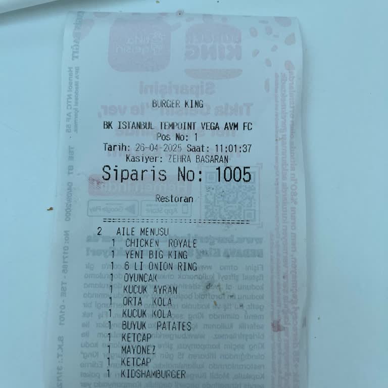 Burger King Gaziosmanpaşa Vega AVM'de Saygısız Ve İlgisiz Personel Deneyimi