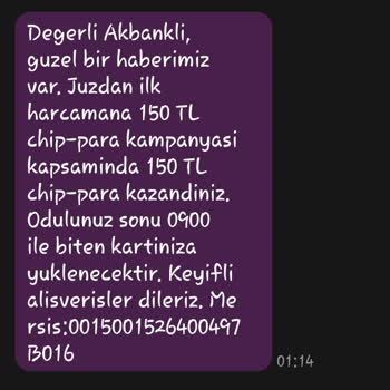 Kampanya Chip-Para Ödülü Kartıma Yüklenmedi