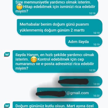 Doğum Günü Kuponum Tanımlanmadı, Müşteri Hizmeti İlgisiz