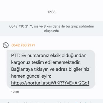 PTT Adına Gelen Şüpheli Mesaj Ve Grup Eklemesi