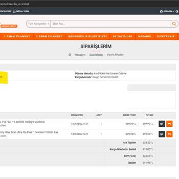 Uzaras3D Sipariş Gönderilmeyen Ürün Ve Müşteriyle Saygısız İletişim