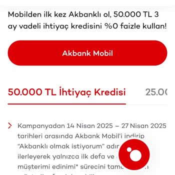 Akbank'ın Mobil Müşterilere Sunduğu Kredi İmkanının Aktif Edilmemesi