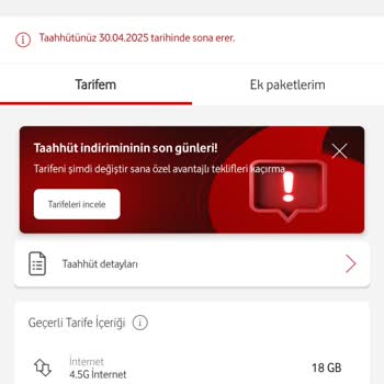 Vodafone Taahhüt Sonrası Tarifede Fiyat Artışı Ve Hakların Azalması