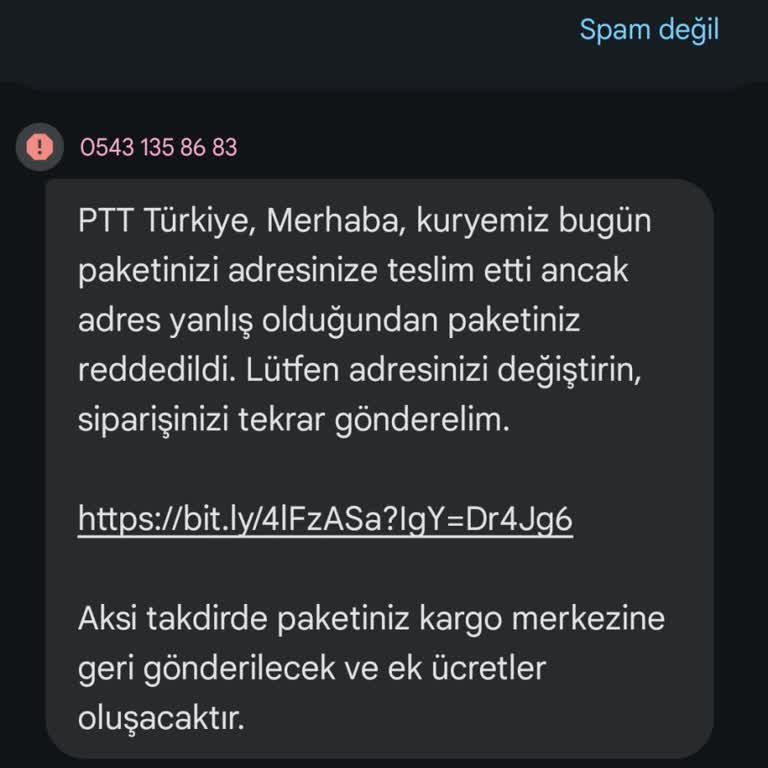 Yanıltıcı Kargo Mesajlarıyla İlgili Güvenlik Endişesi Ve Destek Talebi