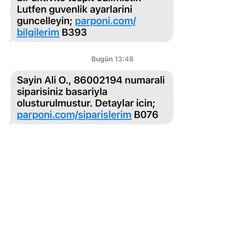 Parponi'den Gelen Şüpheli SMS Ve Güvenlik Endişesi