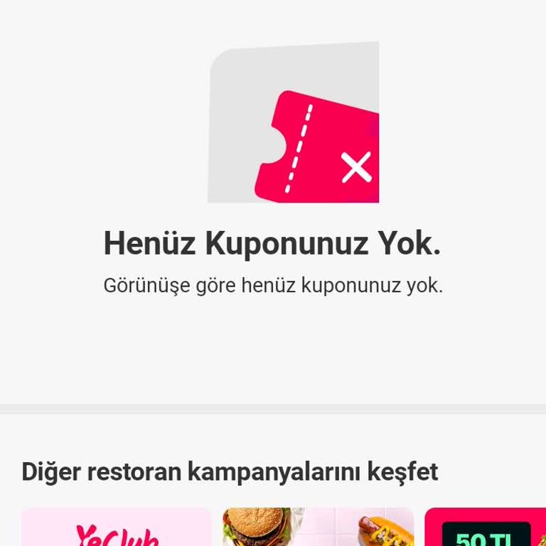 Yemeksepeti İlk Üyelik Ve Merhaba Kuponum Hesabıma Tanımlanmadı
