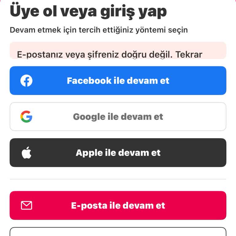 Yemeksepeti Hesabına Giriş Yapılamıyor, Sürekli Hata Veriyor
