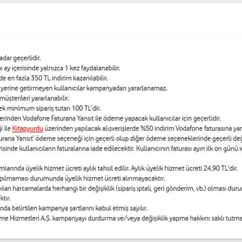 Vodafone Pay Kitapyurdu İndirim Kampanyasından Faydalanamama Ve Yetersiz Müşteri Hizmeti