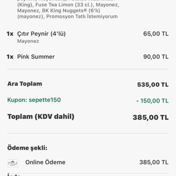 Siparişimde İçecek Dökülmesi Ve Soğuk Ürün Sorunu Yaşadım