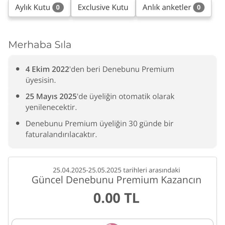 Aldığım Aylık Kutu Hesabıma Tanımlanmadı