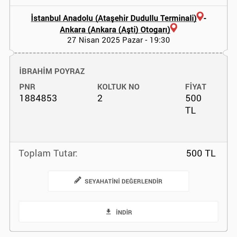 Biletim İçin Güzergah Değişikliği Yapılmadı Param İade Edilmedi