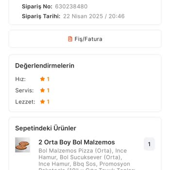 Migros Yemek Domino's Siparişim Geç Ve Soğuk Geldi İade Edemedim