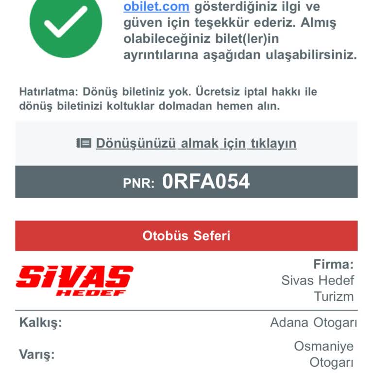 Sivas Hedef Turizm'de Otobüs Kalkış Saati Ve Personel İlgisizliği