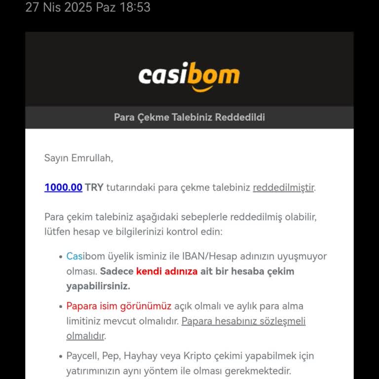 Casibom Şikayet Sonrası Hesabımdaki Paranın Silinmesi Ve Canlı Destek Deneyimi