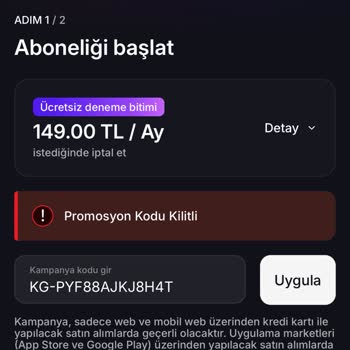 Promosyon Kodum Kilitli Üyelik Tamamlanmıyor
