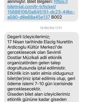 İptal Edilen Müzikal İçin Geciken Para İadesi Sorunu