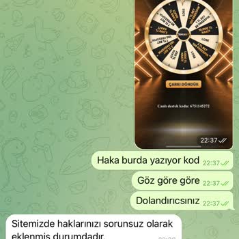 Çark Kodumun Ödülü Hesabıma Eklenmedi, Mağduriyet Yaşıyorum