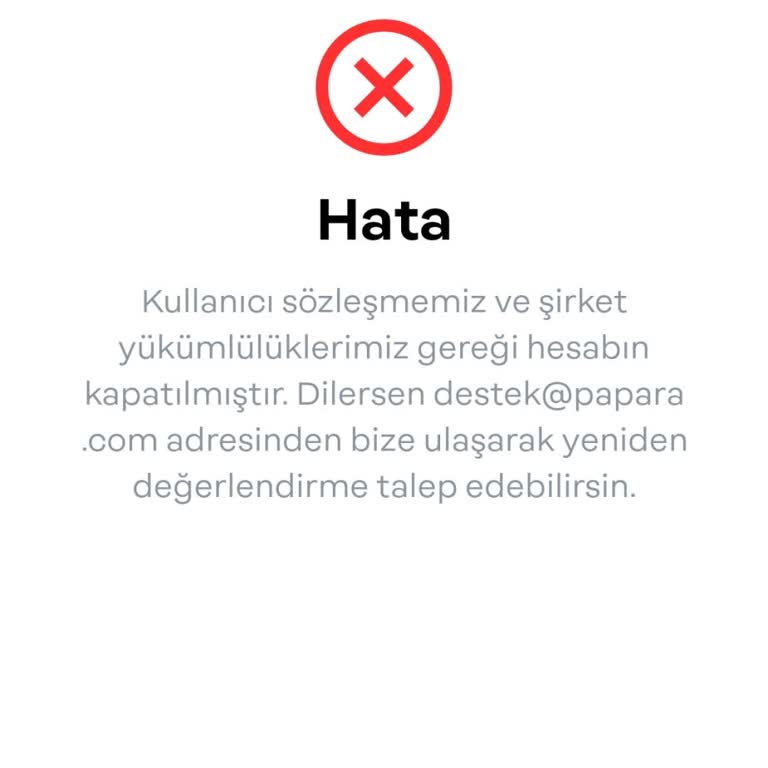 Canlılık Kontrolü Sorunu Nedeniyle Papara Hesabımız Kapatıldı