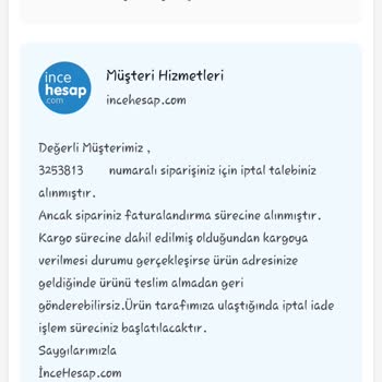 Yanlış Siparişin İptali İçin Dönüş Yapılmıyor
