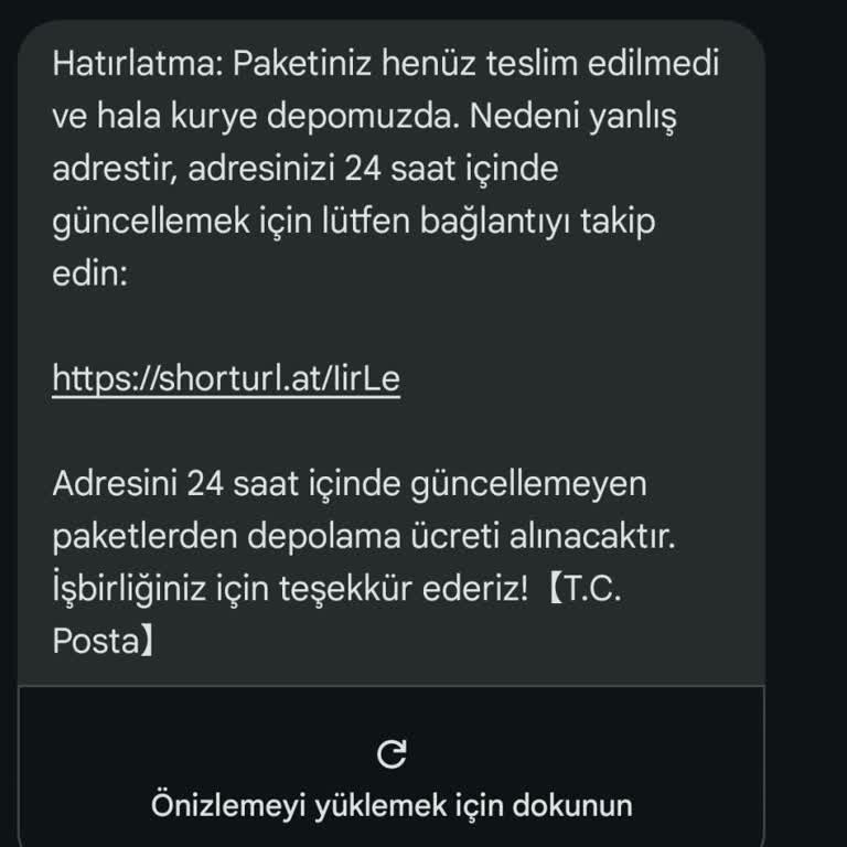 Kişisel Bilgilerimle Sahte Kargo Mesajı Gönderildi