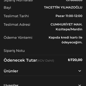 Gece Verilen Tüp Siparişim İki Kez Teslim Edilmedi